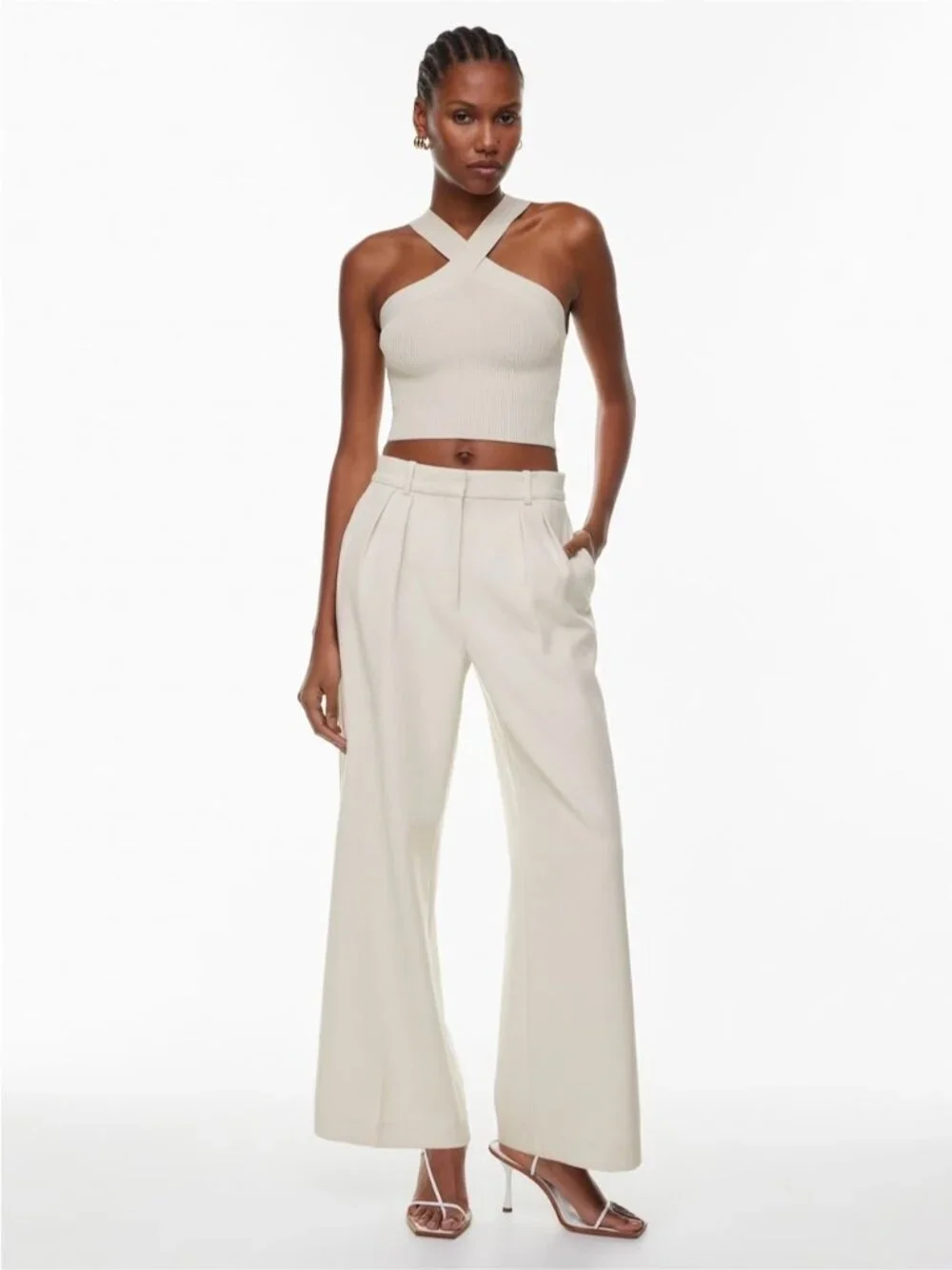 Aritzia Babaton Sculpt Knit Criss Cross Cropped Tank size S - Picture 2 of 9
